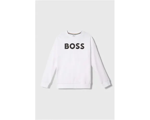 BOSS bluza copii culoarea alb, cu imprimeu