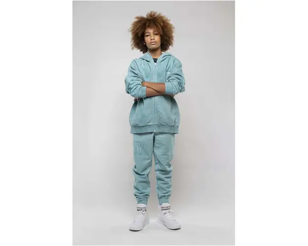 Dkny hanorac de bumbac pentru copii culoarea verde, cu gluga, neted