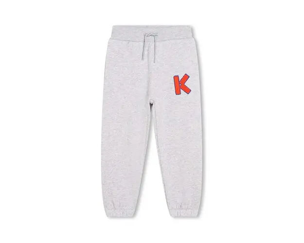 Kenzo Kids pantaloni de bumbac pentru copii culoarea gri, cu gluga, cu imprimeu