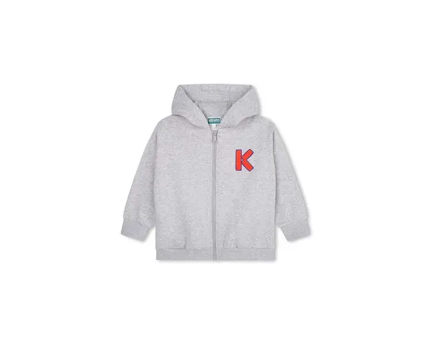 Kenzo Kids bluza copii culoarea gri, cu gluga, cu imprimeu
