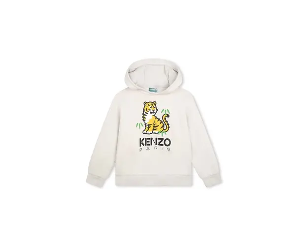 Kenzo Kids hanorac de bumbac pentru copii culoarea bej, cu gluga, cu imprimeu