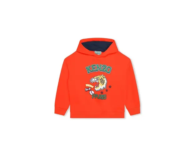 Kenzo Kids bluza copii culoarea portocaliu, cu gluga, cu imprimeu
