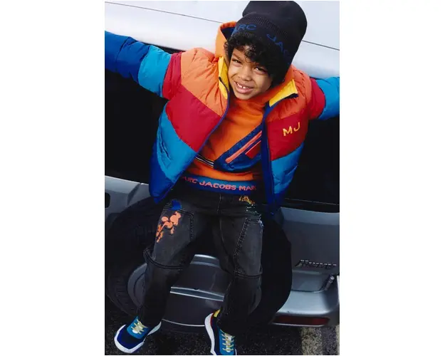 Marc Jacobs bluza copii culoarea portocaliu, cu gluga, cu imprimeu