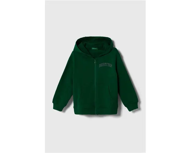 United Colors of Benetton hanorac de bumbac pentru copii culoarea verde, cu gluga, modelator