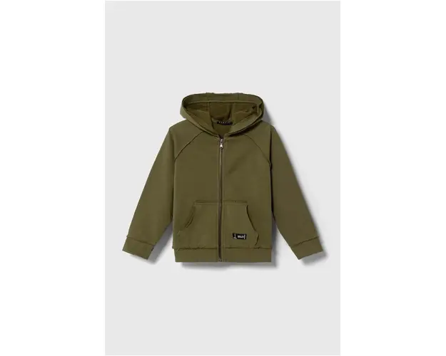 Sisley bluza copii culoarea verde, cu gluga, cu imprimeu