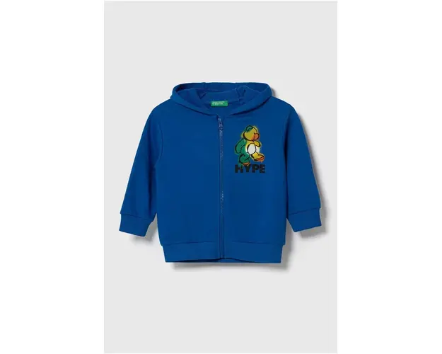 United Colors of Benetton hanorac de bumbac pentru copii cu gluga, cu imprimeu