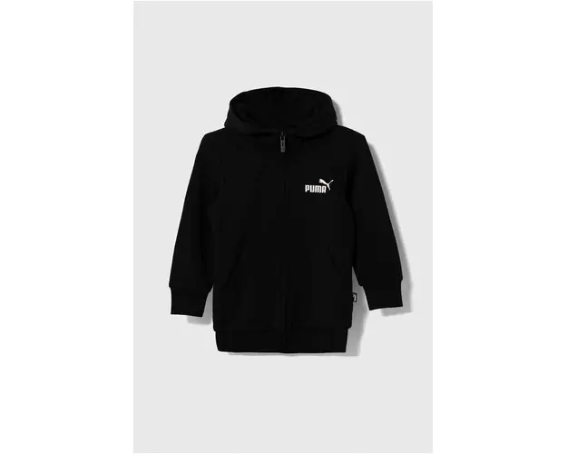Puma bluza copii ESS Small Logo Full-Zip Hoodie TR G culoarea negru, cu gluga, neted