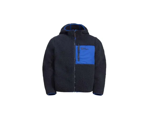 Jack Wolfskin bluza copii ICE CURL HOOD culoarea negru, cu gluga, neted