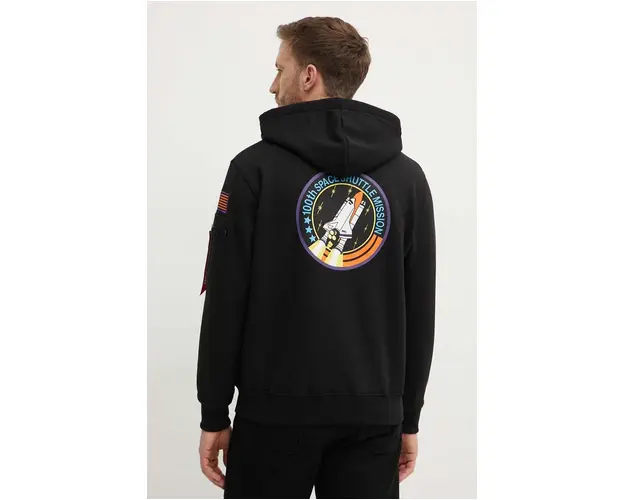 Alpha Industries bluza x Nasa Space Shuttle Hoody barbati, culoarea negru, cu gluga, cu imprimeu 178317.556