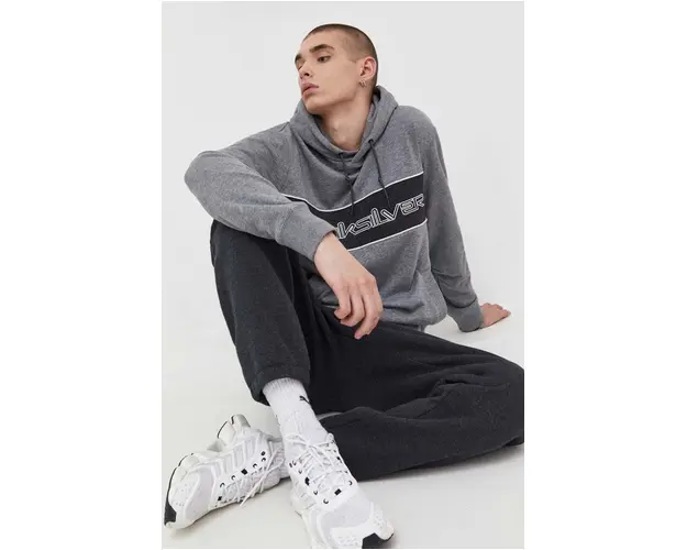 Quiksilver bluza barbati, culoarea gri, cu gluga, modelator