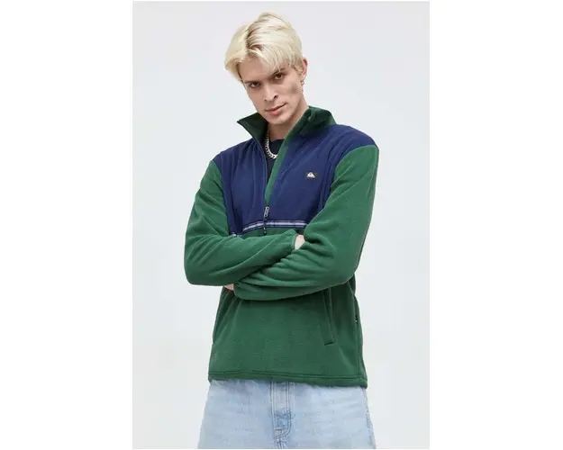 Quiksilver hanorac fleece culoarea verde, modelator