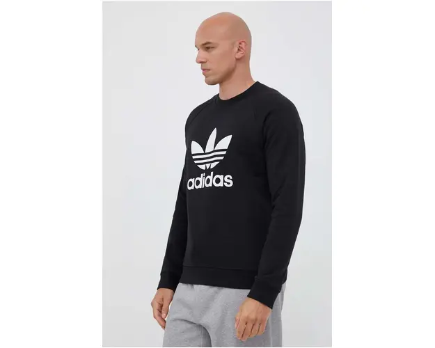 adidas Originals hanorac de bumbac barbati, culoarea negru, cu imprimeu
