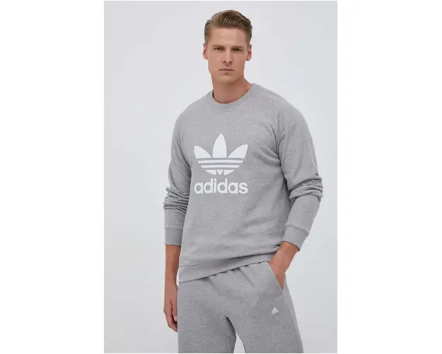 adidas Originals hanorac de bumbac barbati, culoarea gri, cu imprimeu