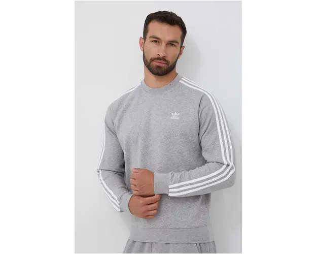 adidas Originals bluza barbati, culoarea gri, melanj
