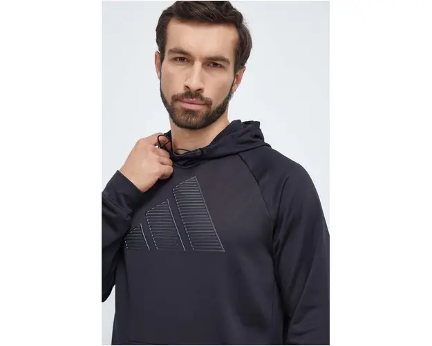 adidas Performance hanorac de antrenament culoarea negru, cu gluga, cu imprimeu