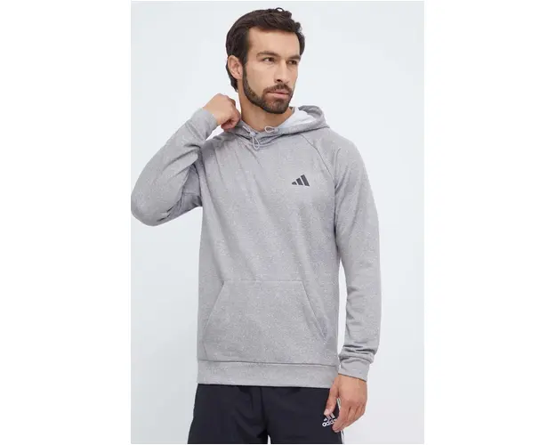 adidas Performance hanorac de antrenament culoarea gri, cu gluga, melanj