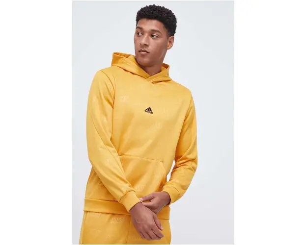 adidas bluza barbati, culoarea galben, cu gluga, modelator