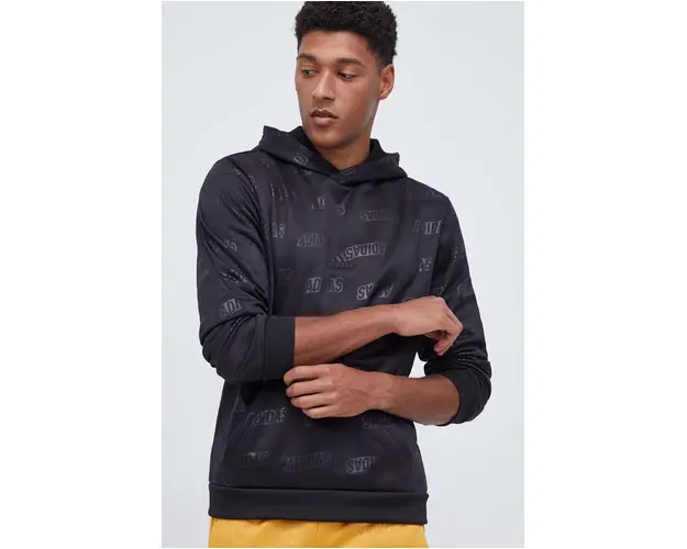 adidas bluza barbati, culoarea negru, cu gluga, modelator