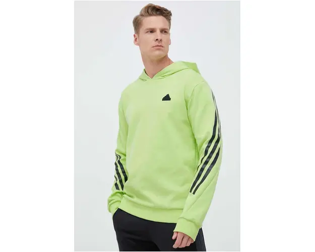 adidas bluza barbati, culoarea verde, cu gluga, cu imprimeu