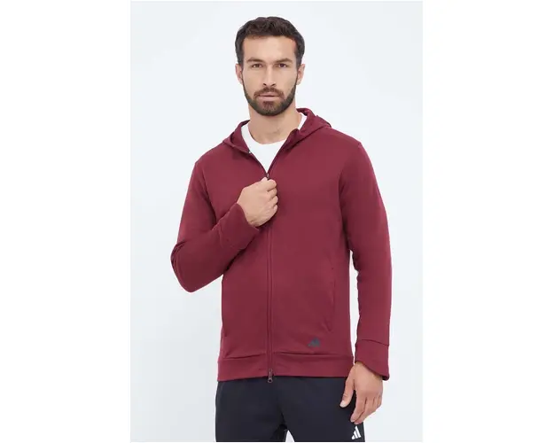 adidas Performance hanorac de antrenament Base culoarea bordo, cu gluga, neted