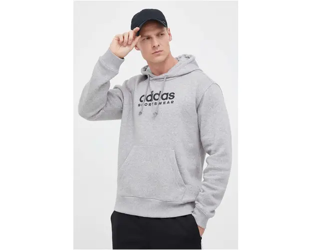 adidas bluza barbati, culoarea gri, cu gluga, cu imprimeu