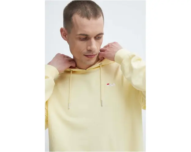 Fila bluza barbati, culoarea galben, cu gluga, neted