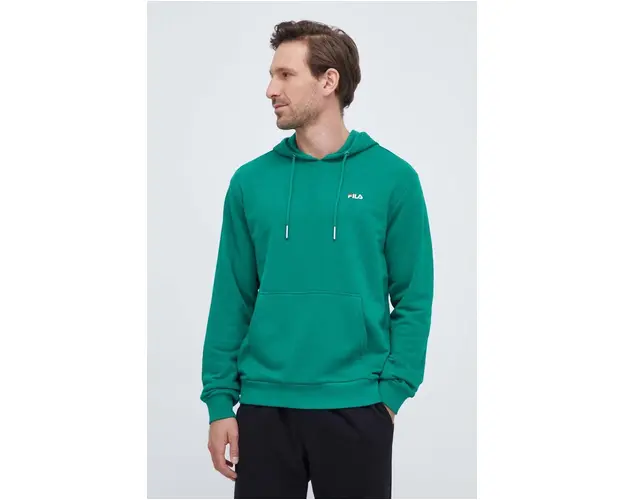 Fila bluza barbati, culoarea verde, cu gluga, neted