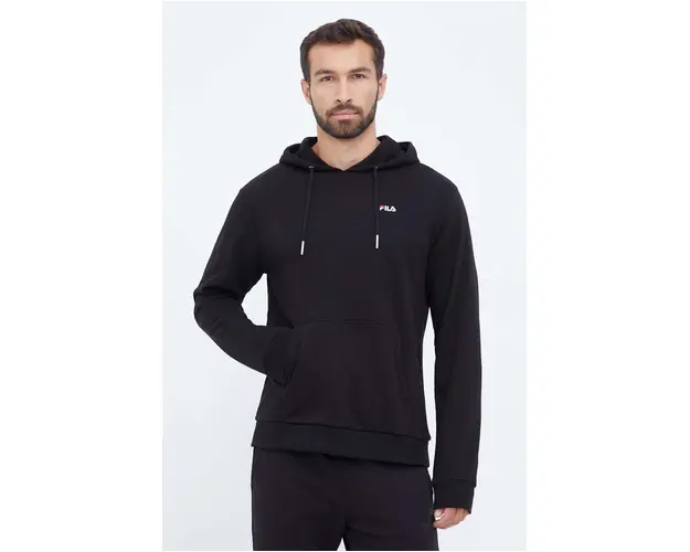 Fila bluza barbati, culoarea negru, cu gluga, neted