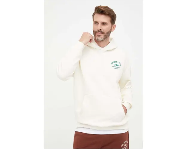 Fila bluza barbati, culoarea bej, cu gluga, neted