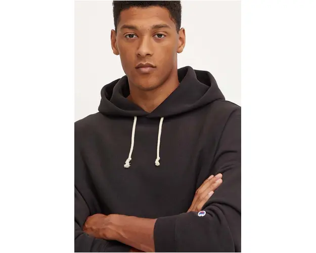 Champion bluza barbati, culoarea negru, cu gluga, neted, 219623