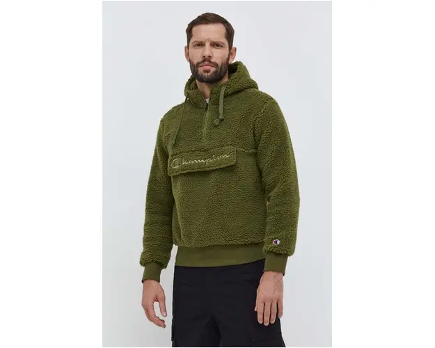 Champion bluza barbati, culoarea verde, cu gluga, uni