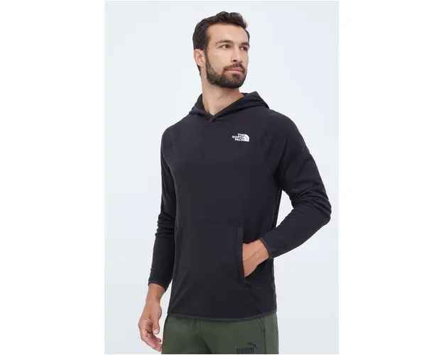 The North Face bluza barbati, culoarea negru, cu gluga, cu imprimeu