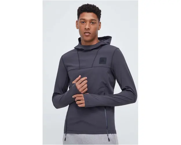 The North Face bluza barbati, culoarea gri, cu gluga, neted