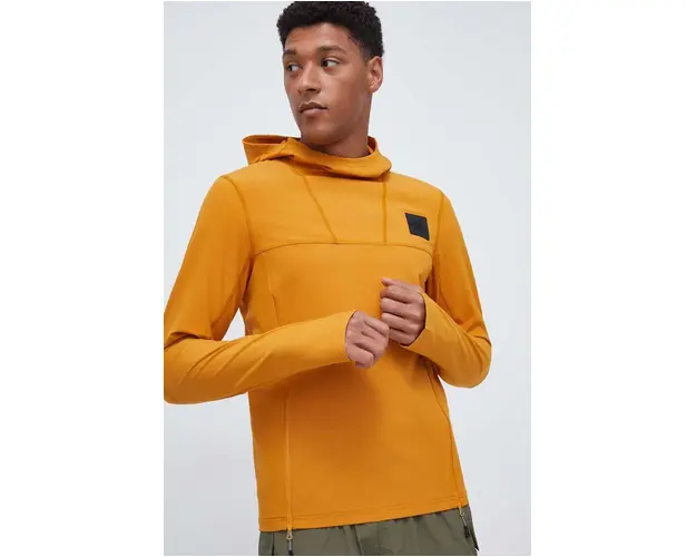 The North Face bluza barbati, culoarea galben, cu gluga, neted