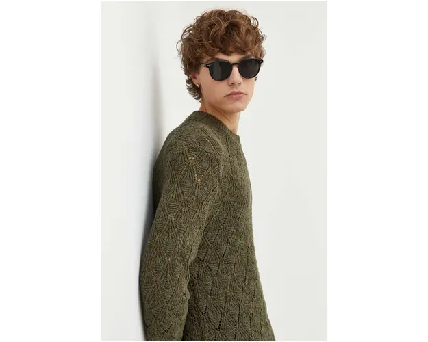 Abercrombie & Fitch bluza barbati, culoarea verde, light