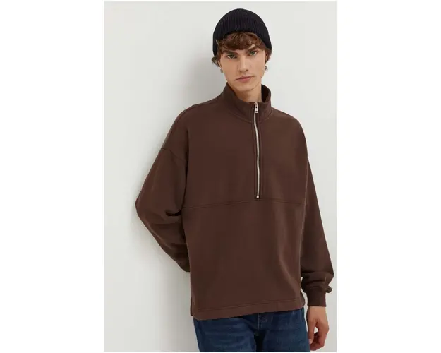 Abercrombie & Fitch bluza barbati, culoarea maro, neted