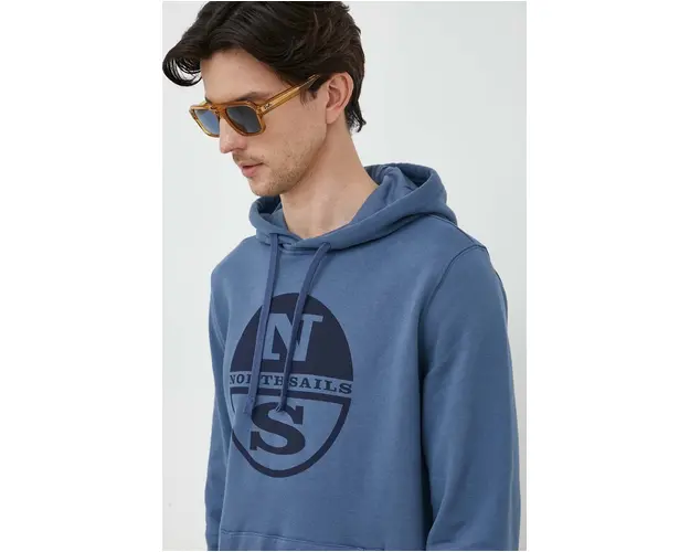 North Sails hanorac de bumbac barbati, cu gluga, cu imprimeu