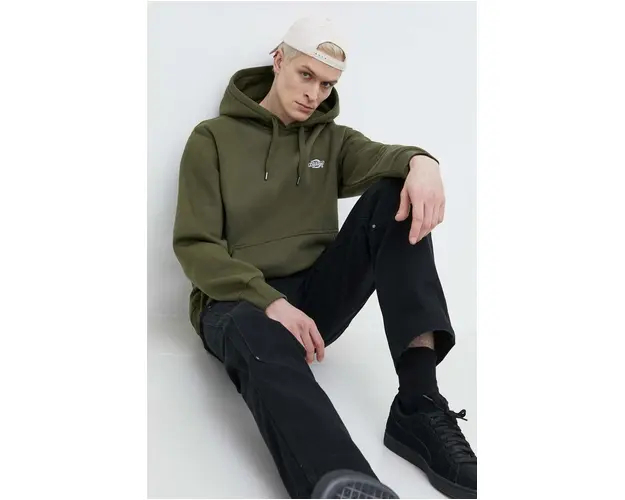 Dickies bluza barbati, culoarea negru, cu gluga, neted