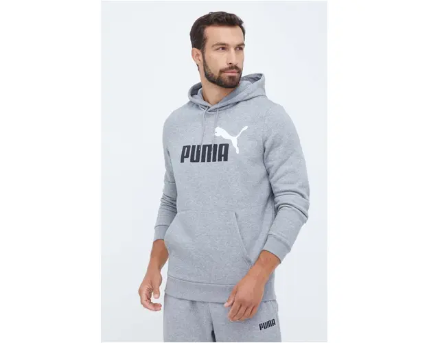 Puma bluza barbati, culoarea gri, cu gluga, cu imprimeu