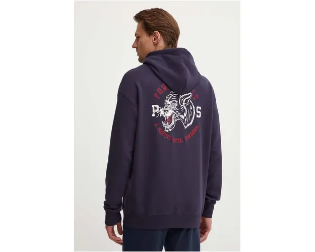 Puma hanorac de bumbac PUMA X STAPLE barbati, culoarea bleumarin, cu gluga, cu imprimeu