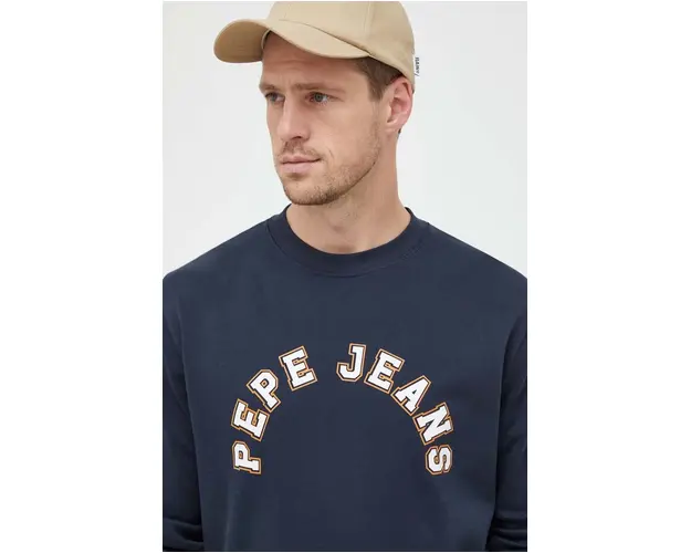 Pepe Jeans hanorac de bumbac Westend barbati, culoarea albastru marin, cu imprimeu
