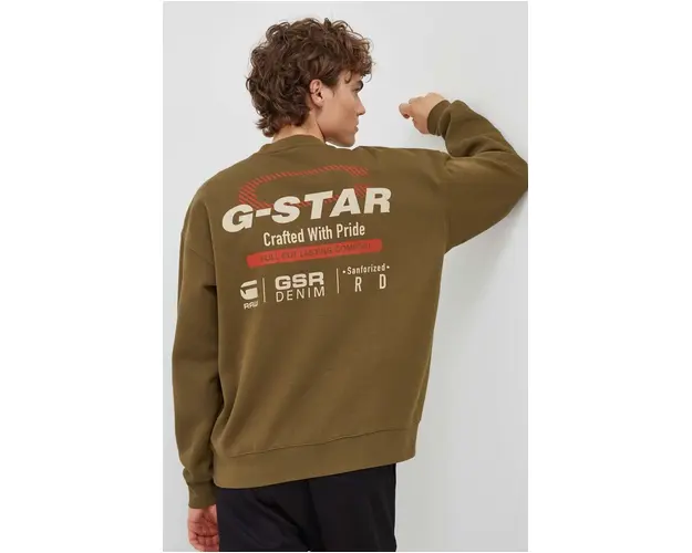 G-Star Raw bluza barbati, culoarea verde, neted