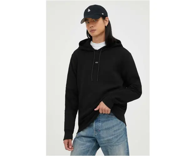 G-Star Raw bluza barbati, culoarea negru, cu gluga, neted