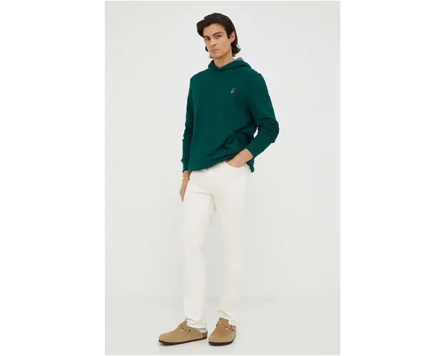 PS Paul Smith hanorac de bumbac barbati, culoarea verde, cu gluga, neted