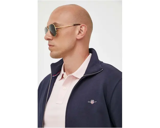 Gant bluza barbati, culoarea albastru marin, neted