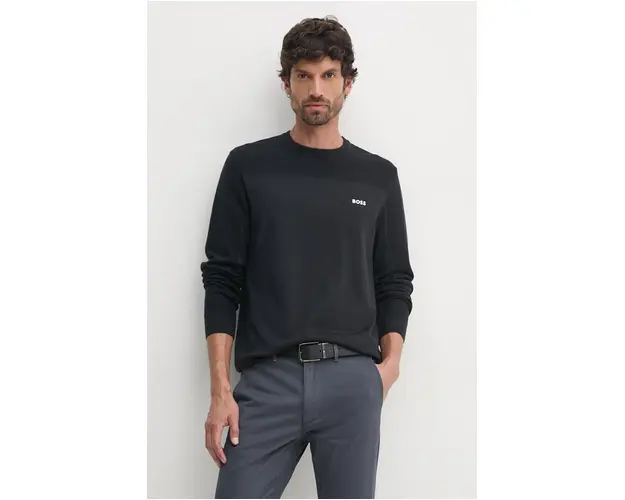 Boss Green pulover din amestec de lana BOSS GREEN barbati, culoarea negru, light