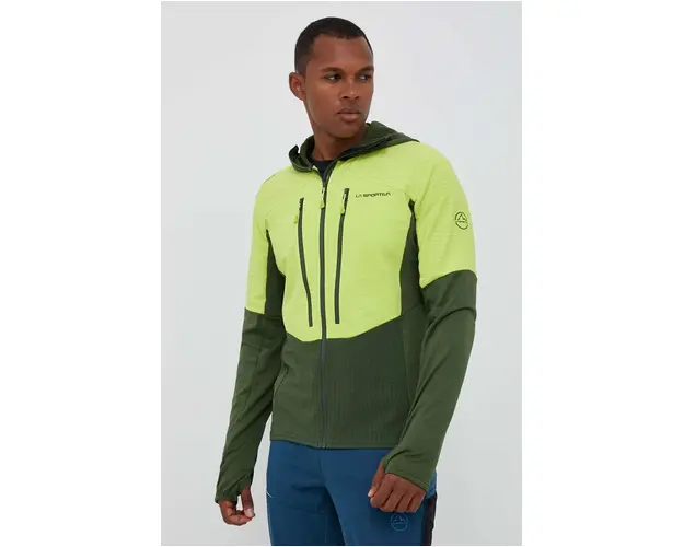 LA Sportiva hanorac Session Tech Hoody culoarea verde, cu gluga, modelator