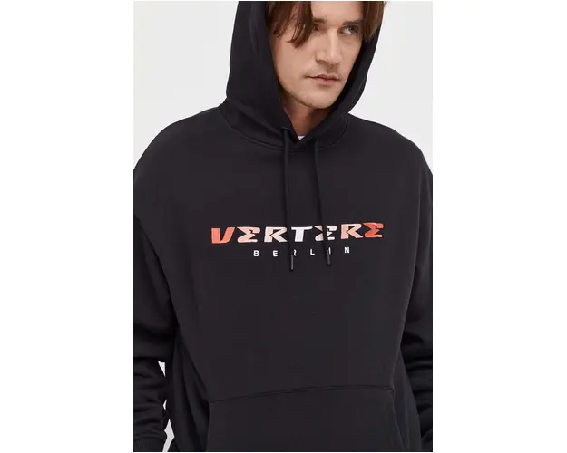 Vertere Berlin bluza barbati, culoarea negru, cu gluga, cu imprimeu
