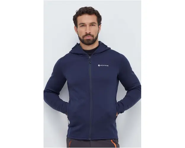 Montane hanorac Fury culoarea albastru marin, cu gluga, neted