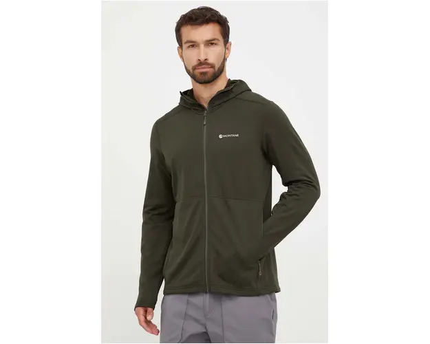 Montane hanorac Protium culoarea verde, cu gluga, neted